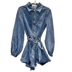Indikah – Long Sleeve Denim Romper – Medium Wash – Size Small